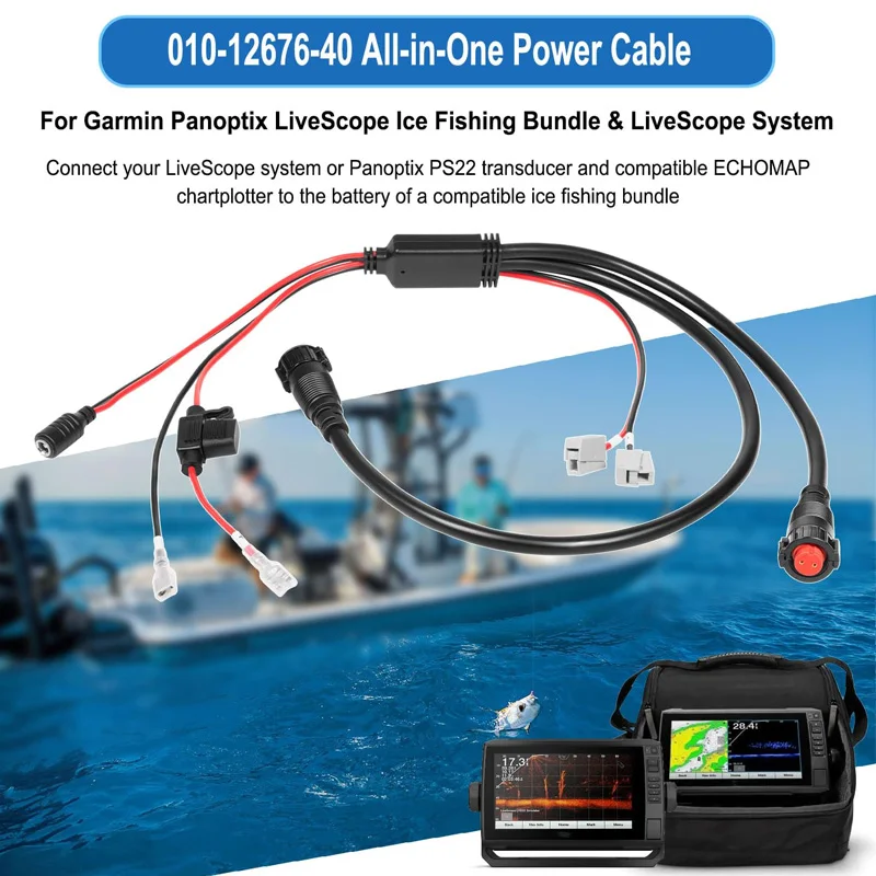 Garmin 010-12676-40 Power Cable Adapter Cord, Fit for Panoptix LiveScope & Ice Fishing Bundle System, for ECHOMAP Chartplotter