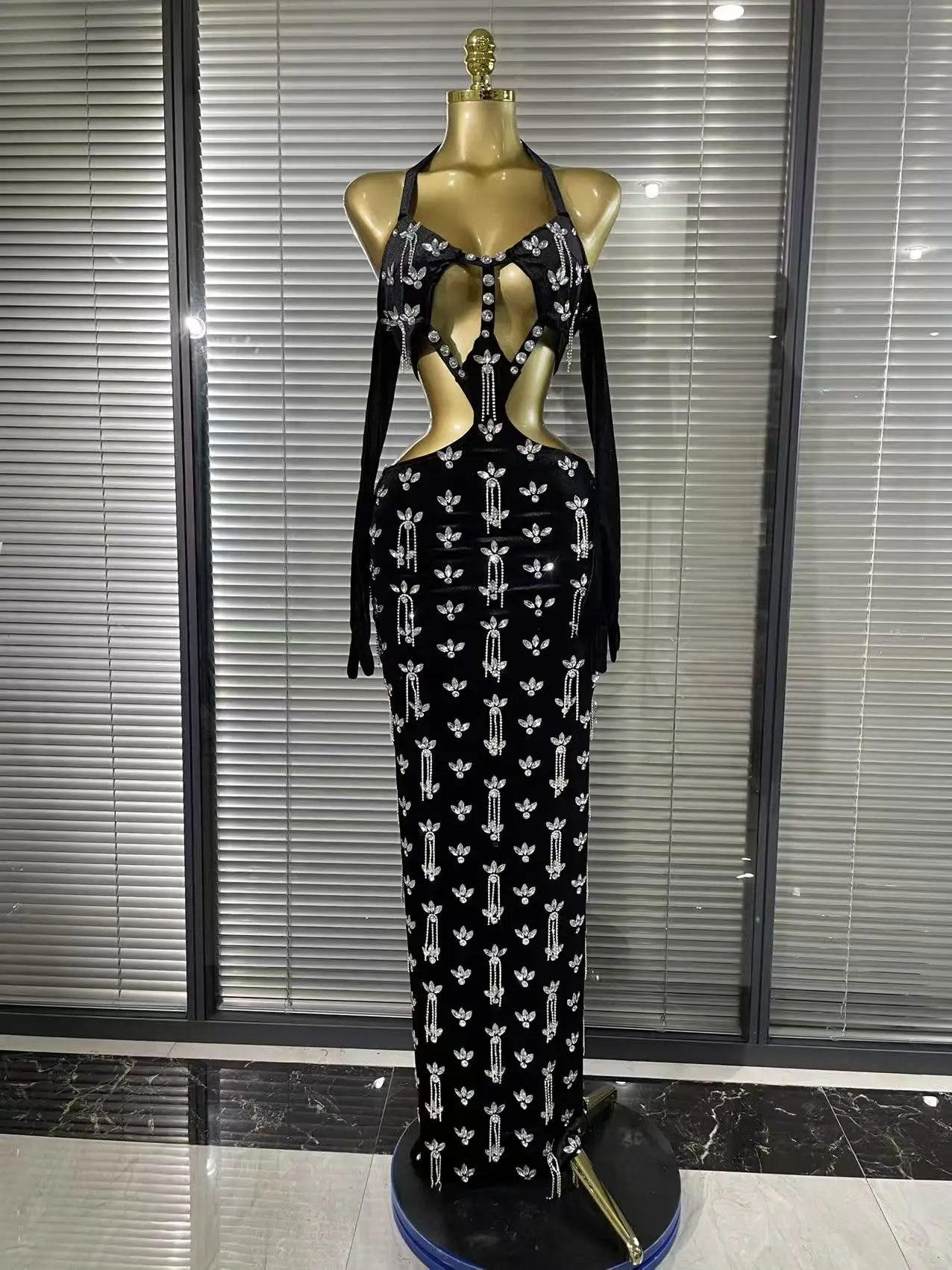 Top Quality Black Velvet Women Sexy Halter Backless Shining Diamond Chain Bodycon Long Dress Nightclub Party Birthday Wear - AliExpress 200000345 Top Quality Black Velvet Women Sexy Halter Backless Shining Diamond Chain Bodycon Long Dress Nightclub Party Birthday Wear - AliExpress 200000345