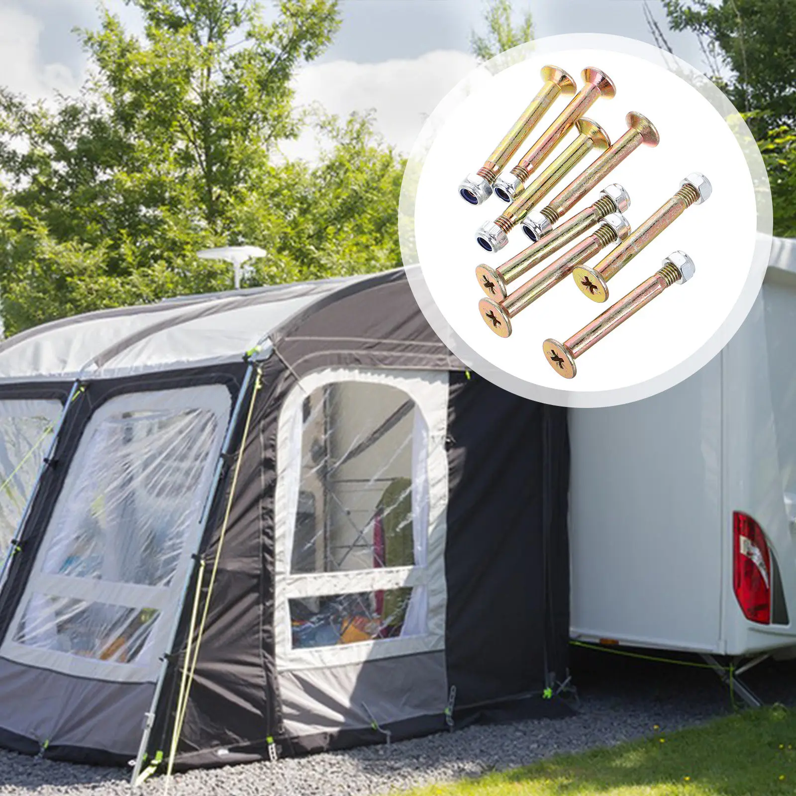 

8Pcs Rv Awning Brace Parts Heavy Duty Metal Hexagon Head Screws Secure Camper Awning Arm Support Locking Mechanism Tent Pole