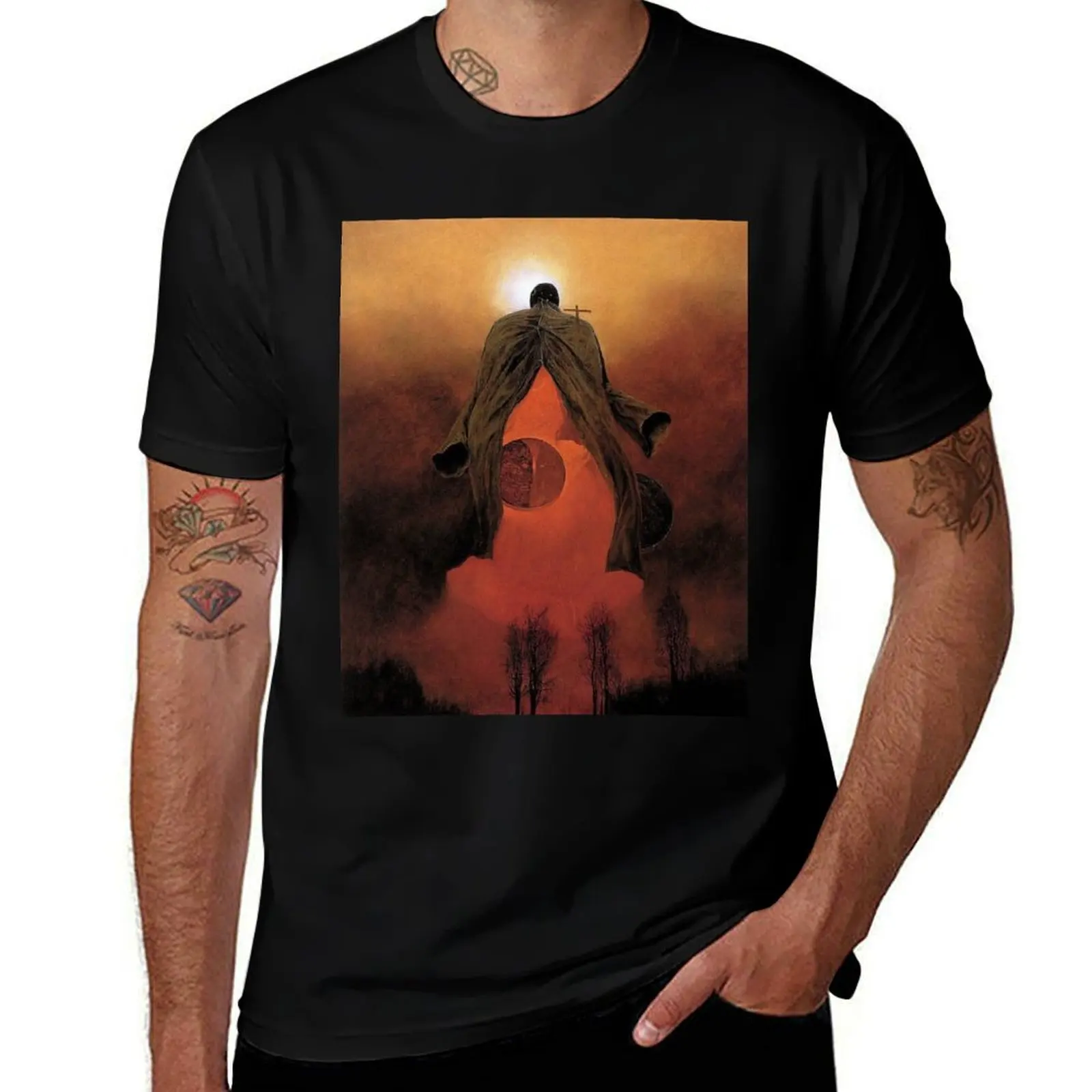 Untitled, by Zdzis?aw Beksiński T-Shirt Regular Fit Plain Tee Shirt T-Shirt