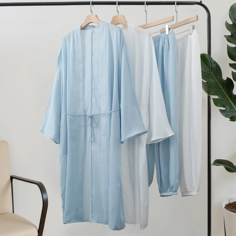 Conjuntos de Blusa e Calças em Linho para Mulheres, Mistura de Tecidos, para o Verão