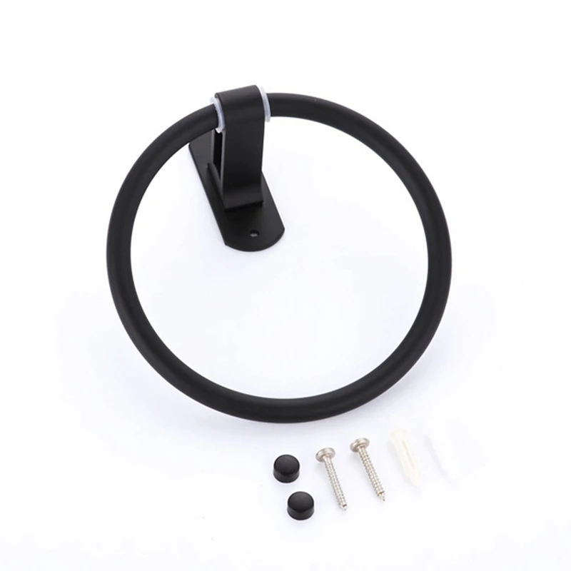 Black Towel Rack Bathroom Towel Ring Towel Rack Wall Mounted Round Towel Ring