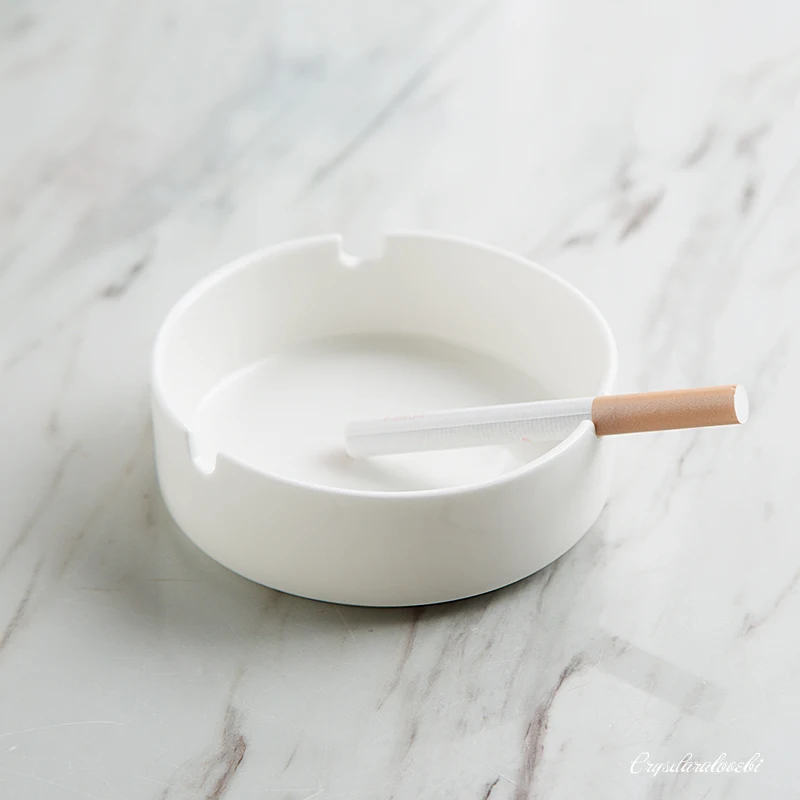 Plain White Ceramic Bone China Brief Ashtray, Elegant Tableware, Plain White Porcelain Tableware