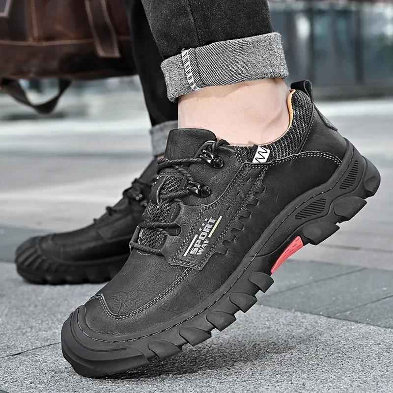 Genuine Leather Shoes Men Lace up Outdoor Wear-resistant Work Shoes Casual Sneakers Men Footwear Autumn Shoes Men Zapatos Hombre