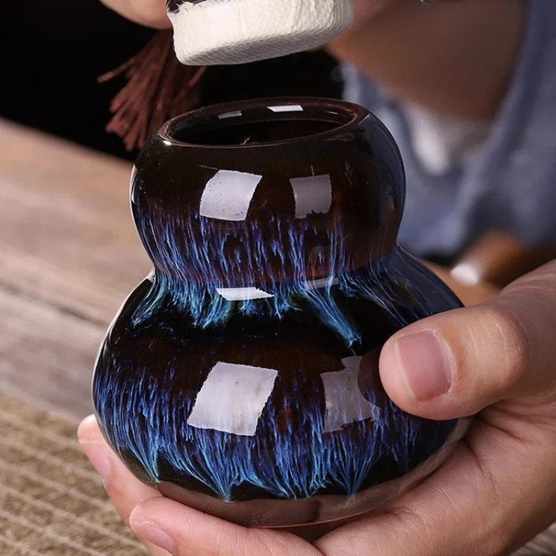 Creative Tea Canister Gold Glaze Kiln Change Ceramic Sealed Canister Tea Canister for Tea and Coffee Beans Home High-Value Gift