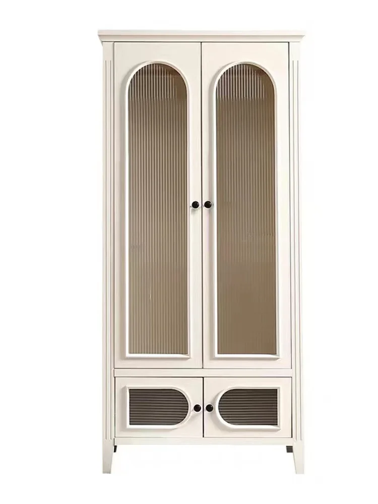 

American solid wood wardrobe light luxury double door decorative cabinet Changhong glass Nordic simplicity