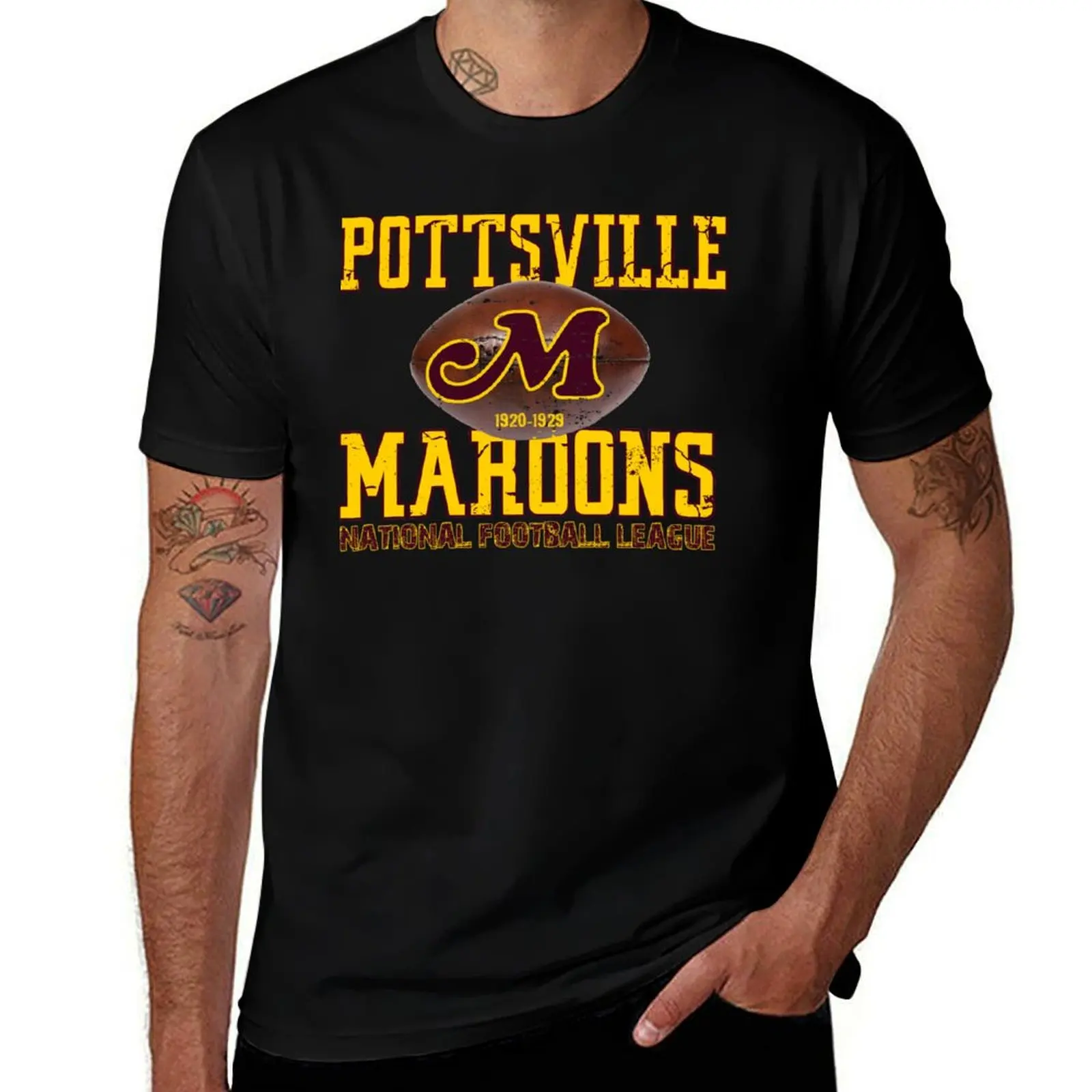 Pottsville Maroons T-Shirt Retro Style Print Casual Top T-Shirt