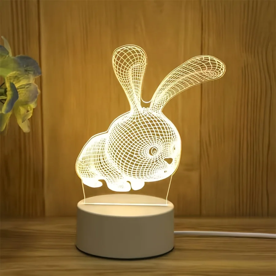 Creative Big White Rabbit Series Light, luce notturna modello luce calda monocolore, regalo di festa per famiglia, amici, natale