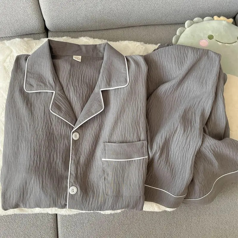 Men's Pajamas Spring and Autumn Long-Sleeved New Style Trendy Wearable All Year Round Home Wear Suit Youth Student Sleepwear
