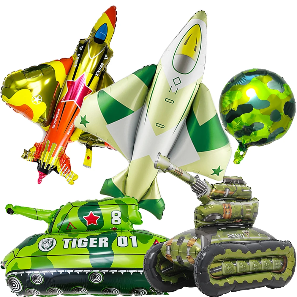 Armee Party Dekorationen Ballon Militär Tarnung Tank Kämpfer Folienballons Jungen Tarnung Themen Geburtstag Party Supplies – Detail 1