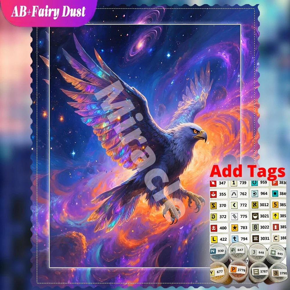 Mystic eagle cosmic flight Animal AB Fairy Dust Diamond Mosaic Full Square Round Painting Home Decor