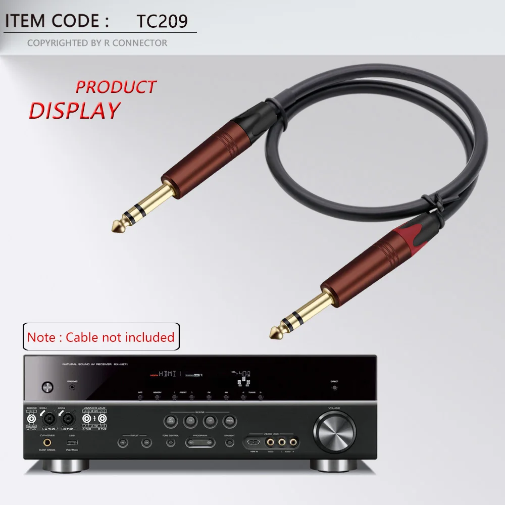 2pcs TS TRS Plug 6.35mm Jack Plug Stereo Audio Connector 6.35mm Stereo Straight Male Amplifier Microphone