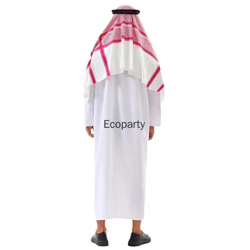 جديد الكبار الرجال العربية الشيخ زي الشرق الأوسط الملابس سلطان الأبيض رداء أحمر عقال بوريم هالوين فستان بتصميم حالم