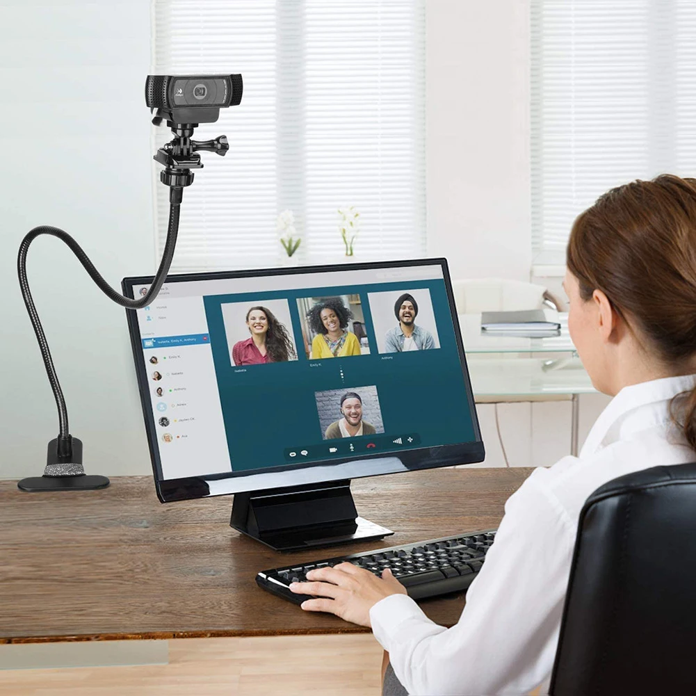 Flexible Gooseneck Webcam Stand Camera Clamp Bracket Flexible for Logitech Brio 4K Camera Mobile Phone Holder