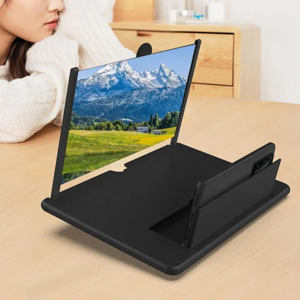 Portable Phone Screen Amplifier Foldable 10/12-inch Screen Magnifier for Cell Phone with Adjustable Height Mobile for Watching