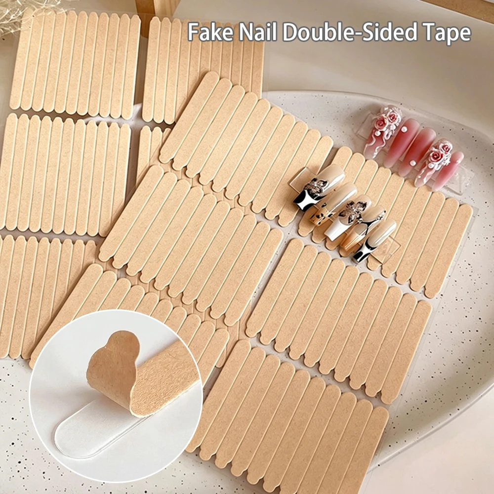 60/66pcs Transparent Double-Sided Adhesive Tape False Nails Display Stand Glue Stickers Nail Tip Practice Showing Tool Accessory