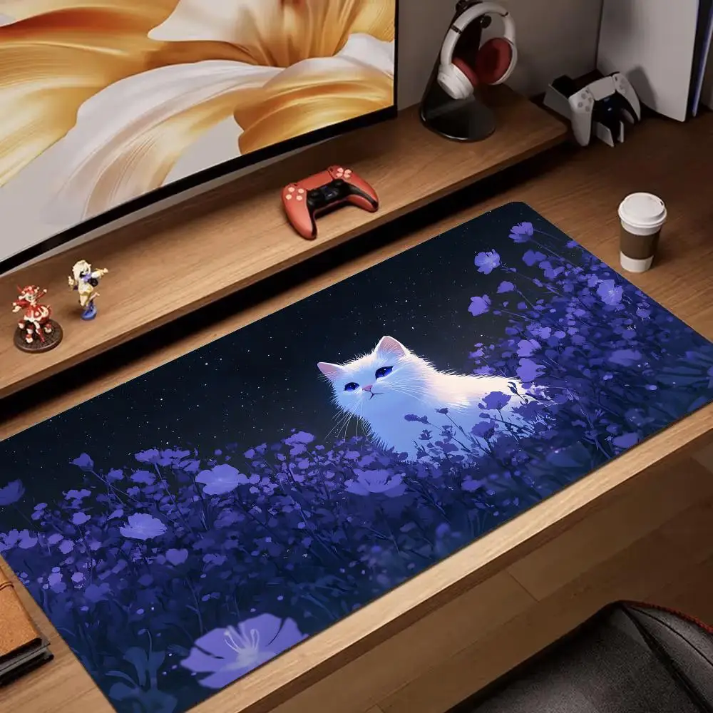 

Lavender and cat illustration Mouse Pad rubber anti-slip Desk Mat pc accessories Gaming mat keypad expansion mousepad office pad