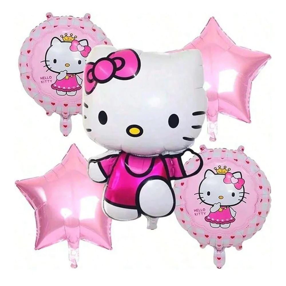 مجموعة بالونات حفلات كرتونية ثلاثية الأبعاد من Kawaii HelloKitty لوازم تزيين حفلات أعياد الميلاد ترتيب الملحقات هدايا ألعاب الأطفال