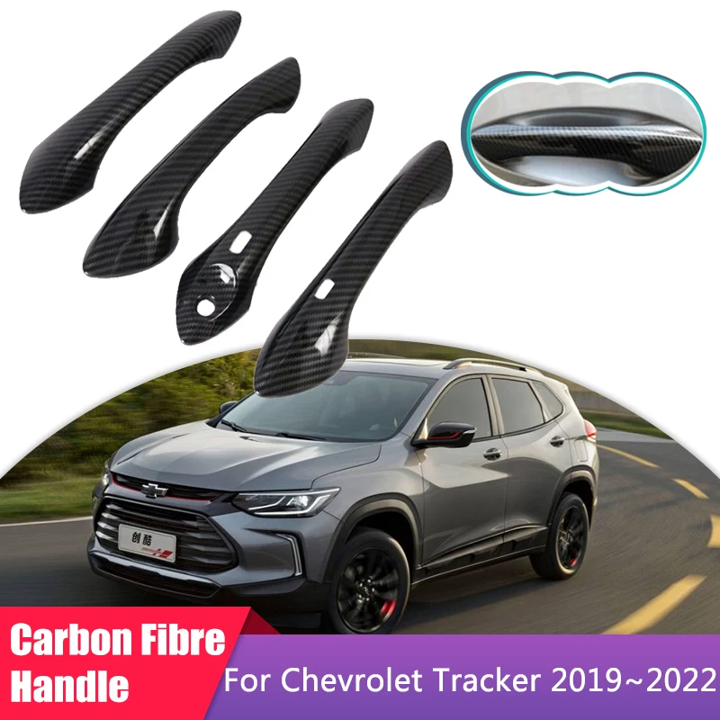 Carbon Fiber Door Handle Cover for Chevrolet Tracker 2019 2020 2021 2022 Luxurious Car Accessories Gadget Styling Stickers Trim