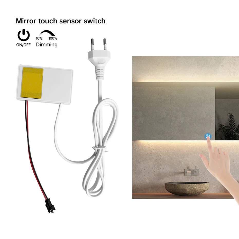 

Single Color/CCT Adjusta Touch Sensor Switch Dimmable 12V LED Smart Mirror Light Dimmer For Bathroom Make-up Mirror Lighting