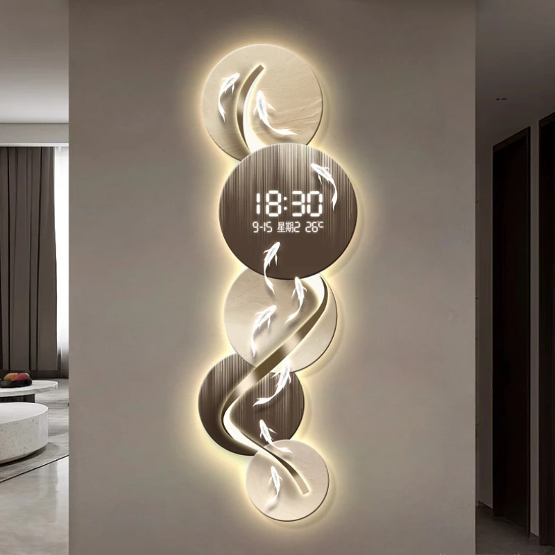 entrance decorative Wall clocks high-end modern luxury Led wall clock digital silent decoração para sala luxo interior furniture
