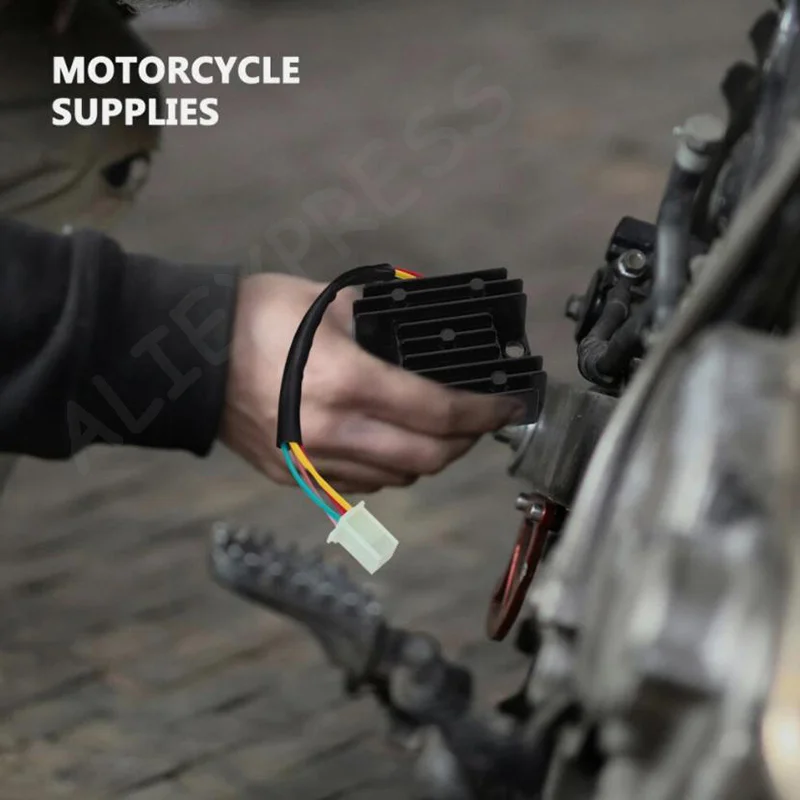 

NewCurrent Rectifier Universal Voltage Regulator Motorcycle Voltage Stabilizer 4 Wires 4 Pins 12V For 150-250CC ATV Scooter