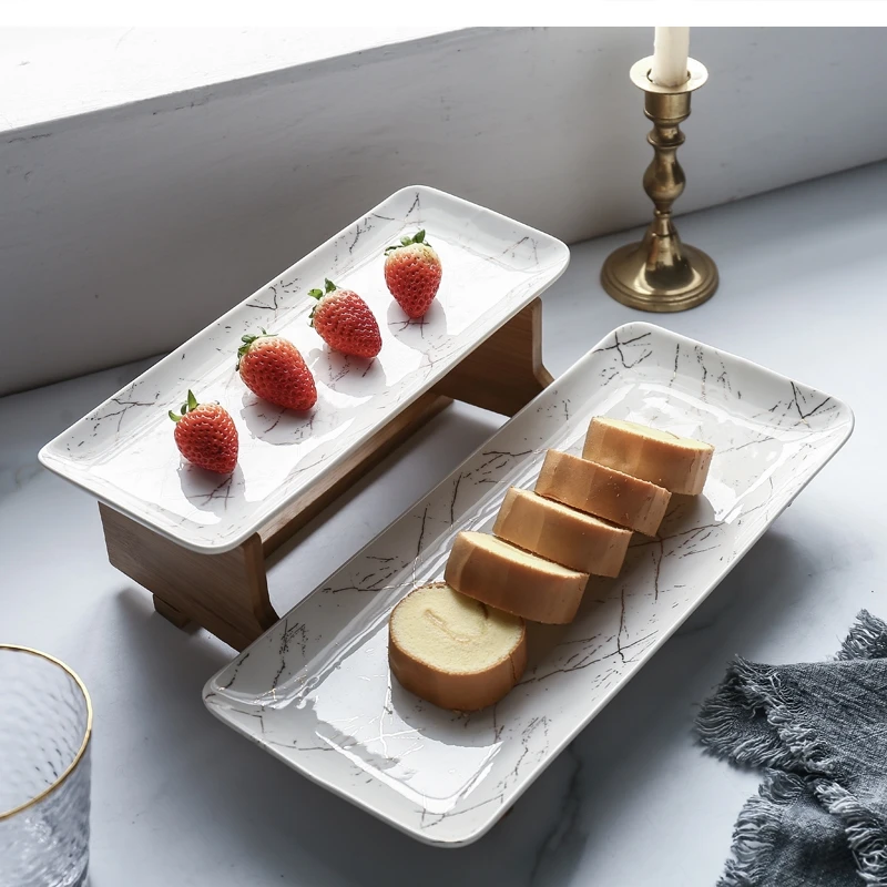 American Ceramic Double Layer Dessert Cake Plate with Shelf  Company Party Display Dinner Afternoon Tea Sushi Dish