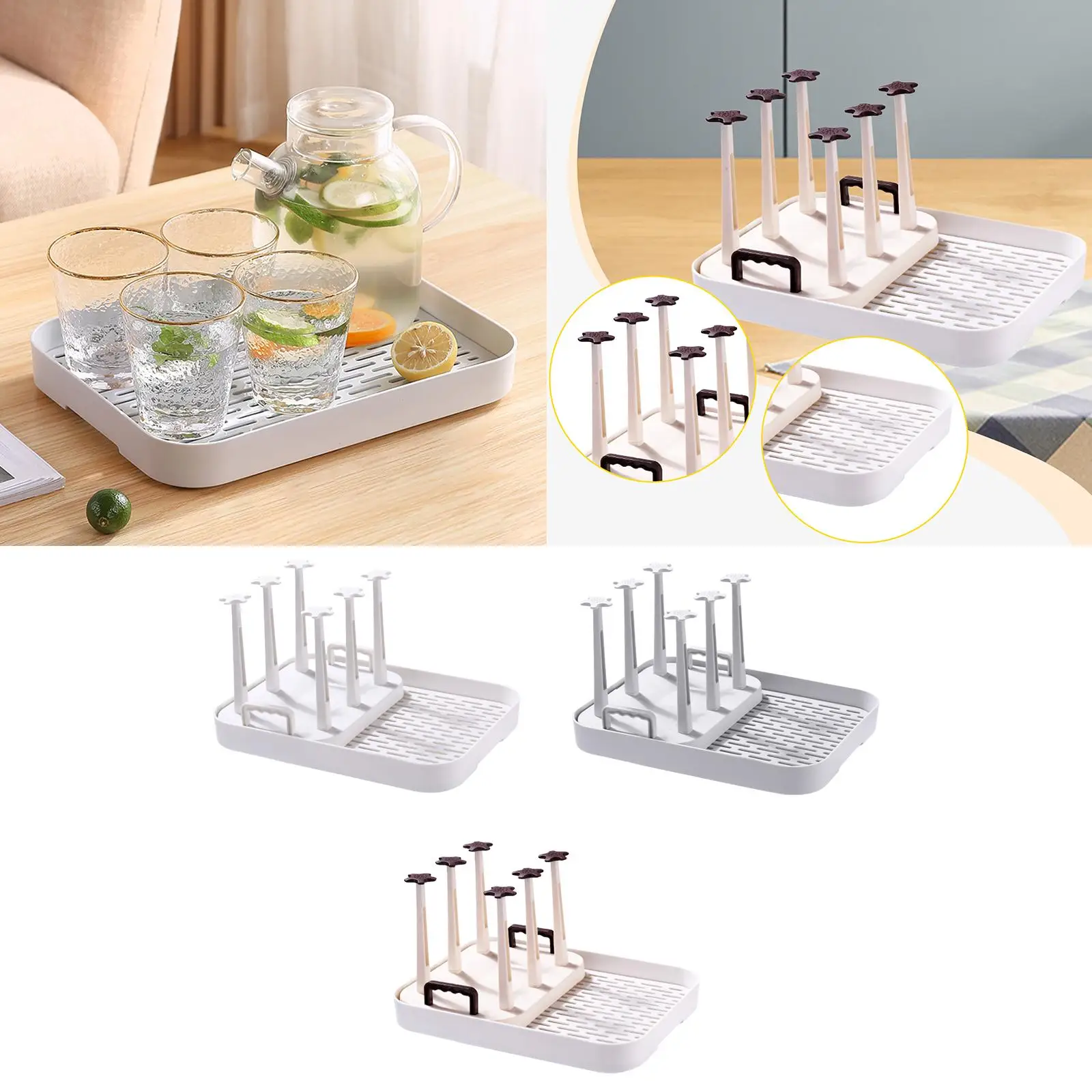 

Cup Drying Rack Can Hold 6 Cups Drain Board Drinking Glass Drainer Thickened Cup Holder Rack Kitchen Countertop Restaurant Hotel