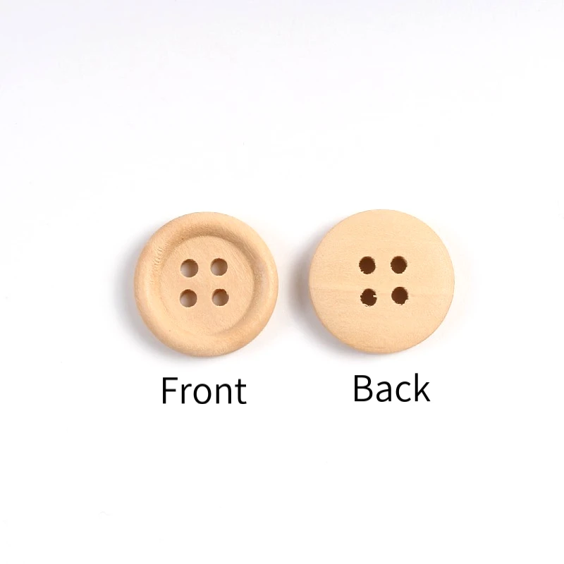 50PCS/lot 18mm 4 Holes Round Wooden Buttons Garment Sewing Accessories DIY Button Craft Scrapbooking Decoration