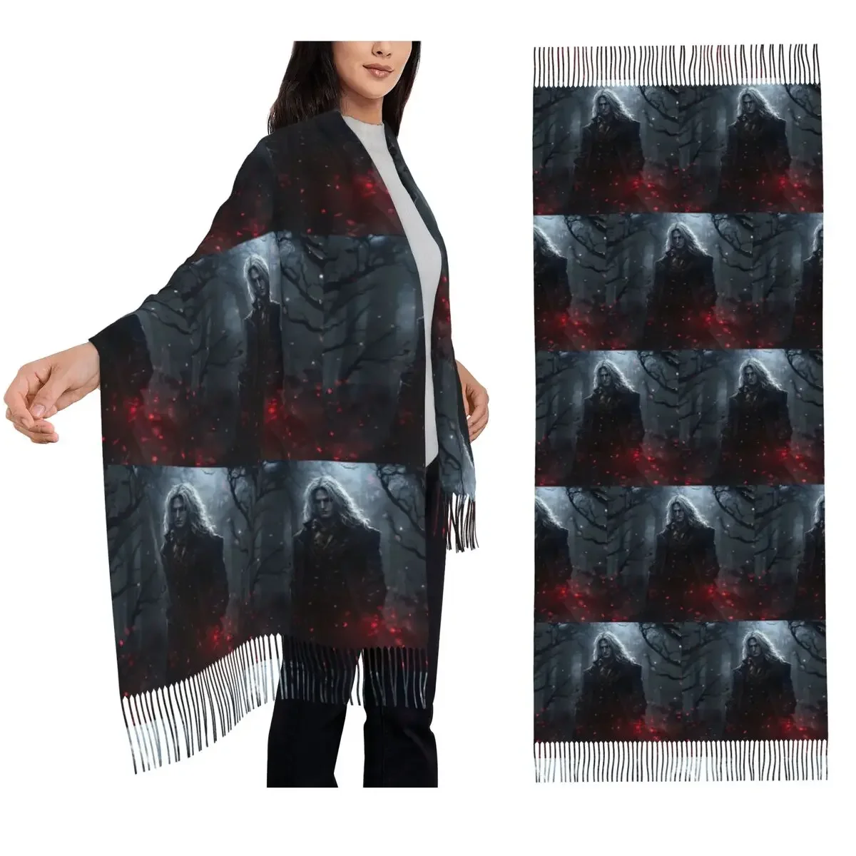 

Alucard шарф для игры вампира, шарфы с кисточками, женские мягкие теплые шали и накидки, длинная осенне-зимняя шаль