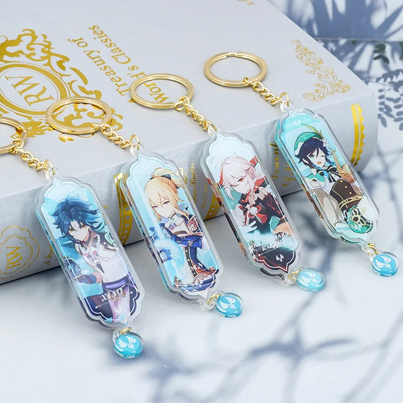 Game Genshin Impact Keychain Hutao Klee Xiao Cosplay Yae Miko Xiao Ganyu Zhongli Diluc Figure Pendant Keyrings Accessories Gifts image 2