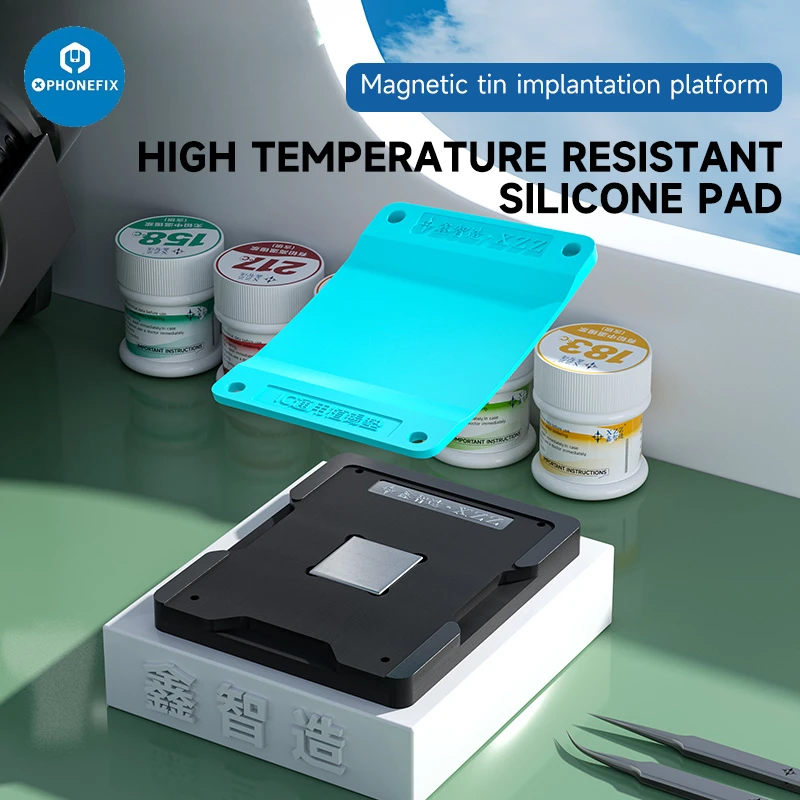 XZZ High Temperature Resistant Silicone Pad Magnetic Tin Implantation Platform for Android IPhone BGA Chip Repair Solder Pads