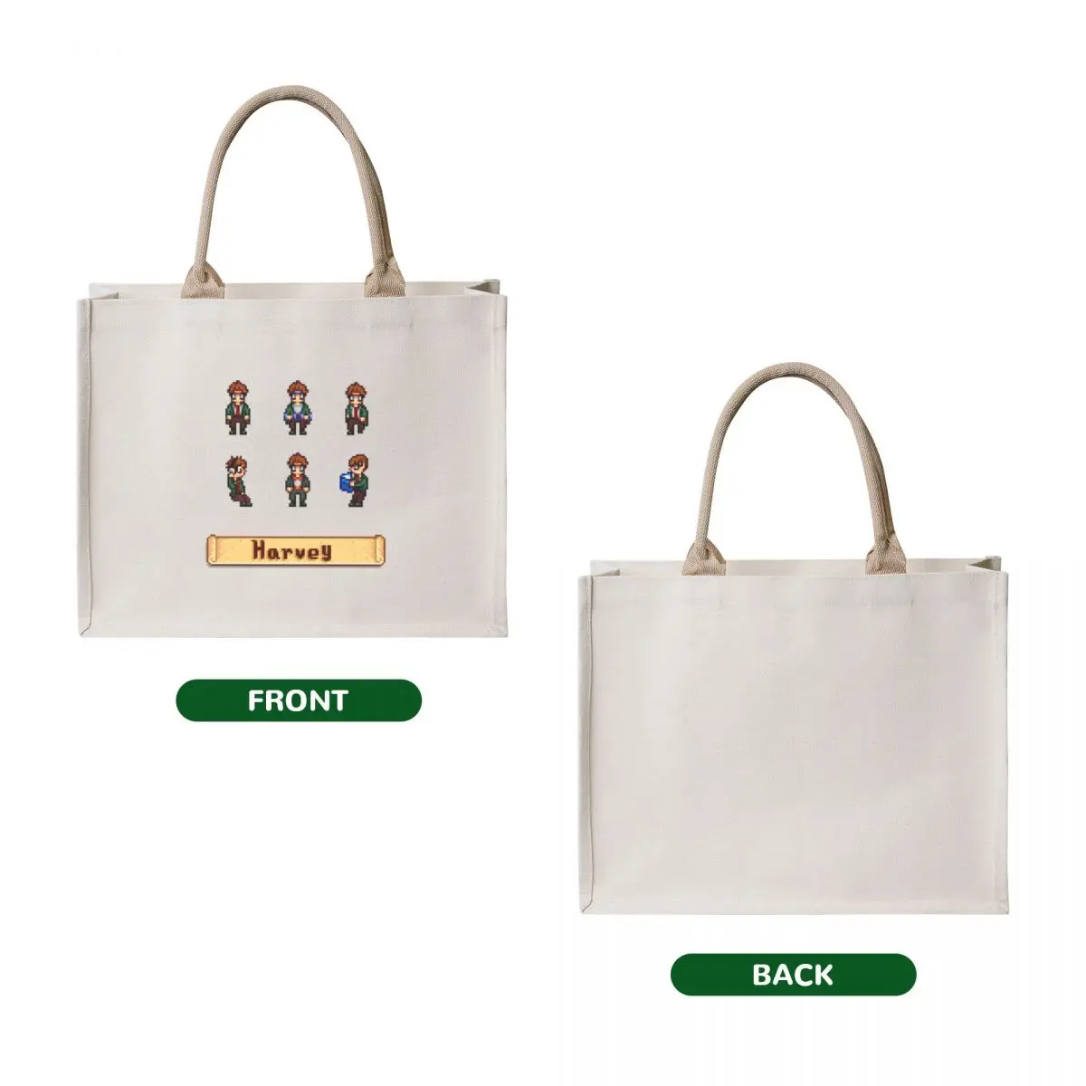 Stardew Valley Sprites - Harvey Tote Bag university shopper bag Reusable bags Custom bag custom fabric