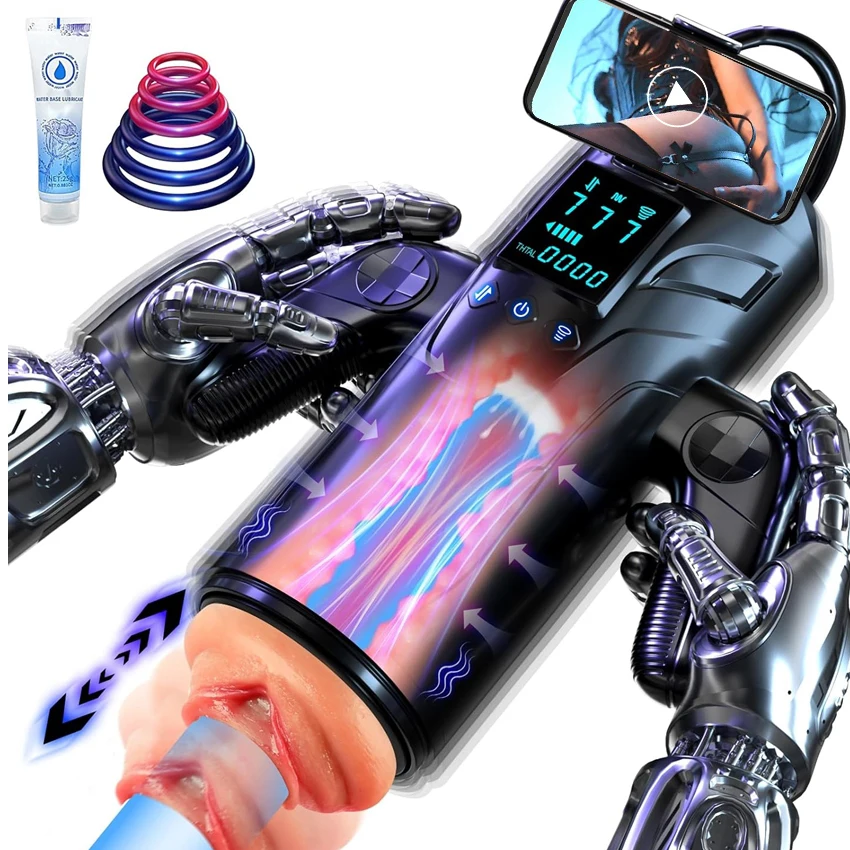 كأس الاستمناء الذكور التلقائي مع مص آلة كهربائية تلسكوبية LCD مع حامل هاتف لعبة الجنس الكبار للرجال #1