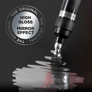 クロムペイントマーカー反射液ミラーペイントペンゴールデンシルバーインク2mmモデルメタルウッドプラスチック石のための書き込みチップ 6ベストセールスゴールデンペン-2