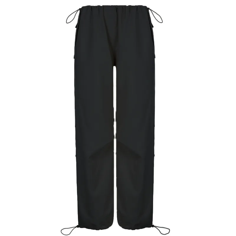 2022 Fashion Nieuwe Wijde Pijpen Broek Geweven Broek Losse Effen Kleur Veelzijdige Trekkoord Broek Vrouwen Streetwear Baggy Broek