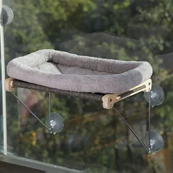 Comfy Cat Window Hammock, Easy To Install Wooden Frame Iron Wire Cat Basking Platform, Foldable Cat Window Seat Sleeping Bed