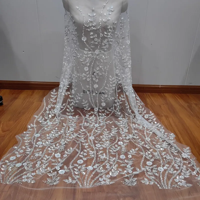

Nail Bead Sequin Embroidery Lace Mesh Fabric for DIY Sewing Handmade Wedding Dress Decorative Accessories Clothing Cloth