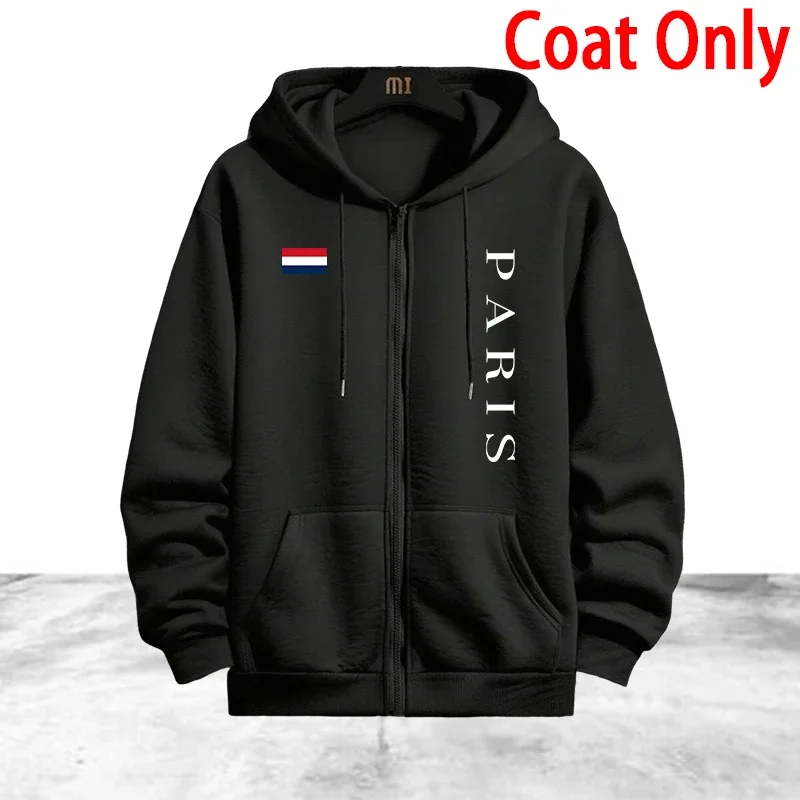 Paris Printing Men's Tracksuit Casual Zip Hooded Sweatshirts Coat Daily Sports Jogging Clothing Autumn Winter Single Tops Pants - view 4