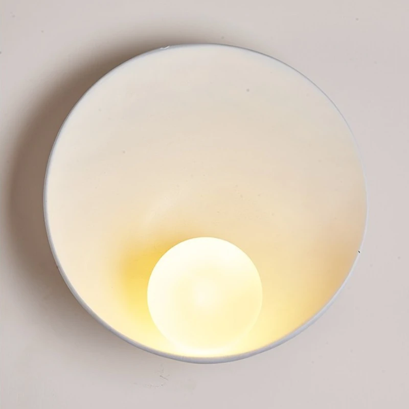 Retro Rotundity Glass Ball Shell Wall Lamp Minimalist Resin LED Wall Sconces Bedroom Aisle Entrance Corridor Zen Interior Lights