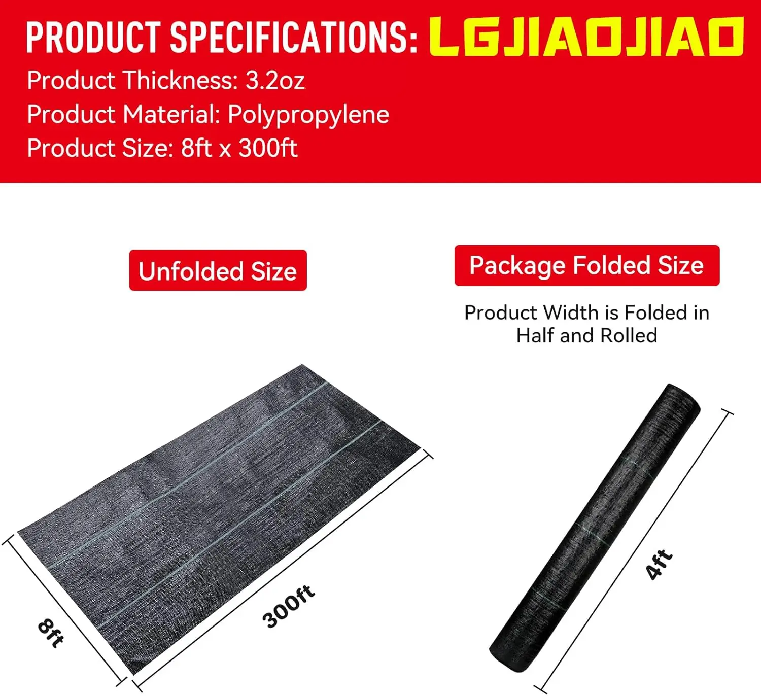 

8ftx300ft Weed Barrier Landscape Fabric Heavy Duty, Weed Block Gardening Ground Cover Mat, Weed Control Garden Cloth