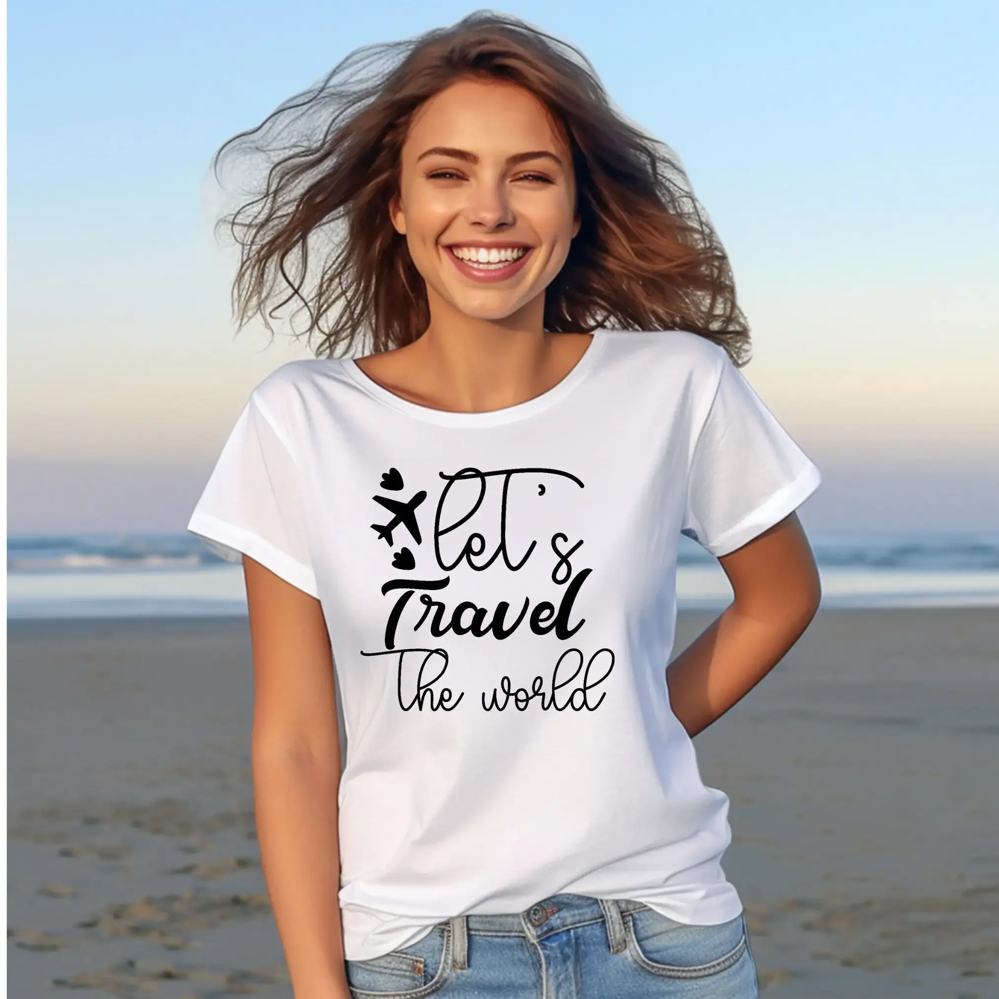 Let'S Travel The World T Shirt Traveler Addict Lover Road Trip Outfits Explore