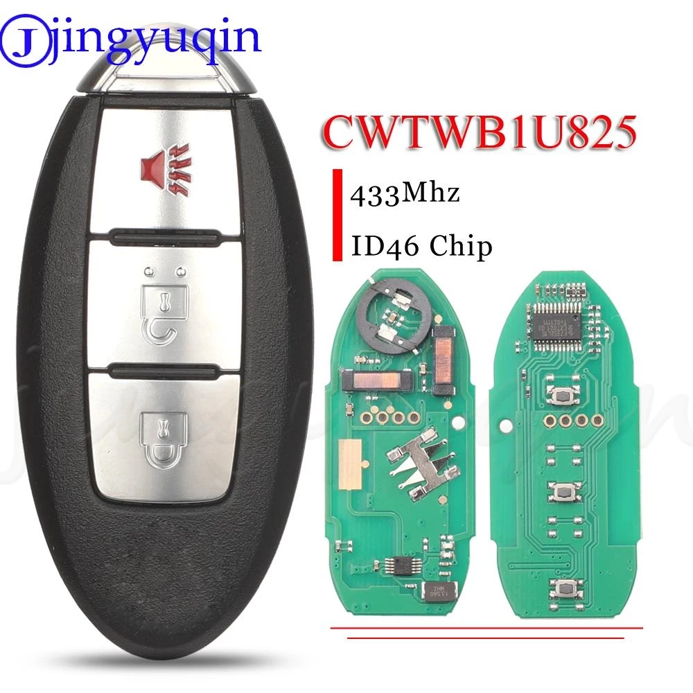 

jingyuqin 3Buttons Proximity Smart Key Fob 433MHz ID46 For Nissan Patrol Juke Cube Micra Armada 2010-2018 CWTWB1U825 CWTWB1U773