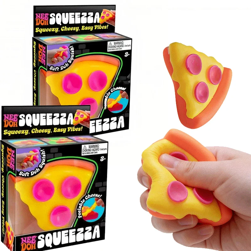 Stressabbau-Spielzeug Needoh Dippin Dazzler Pizza Squishy Geschenkset, Mini Sensorisches Quetschspielzeug, Ideal zur Stresslinderung bei der Arbeit