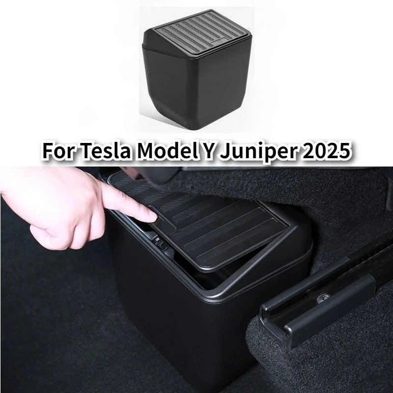 

Ящик для хранения на заднем сиденье для Tesla Model Y Juniper 2025, органайзер, задние средние контейнеры, мусорное ведро на заднем сиденье, мешок для мусора, лоток, аксессуары