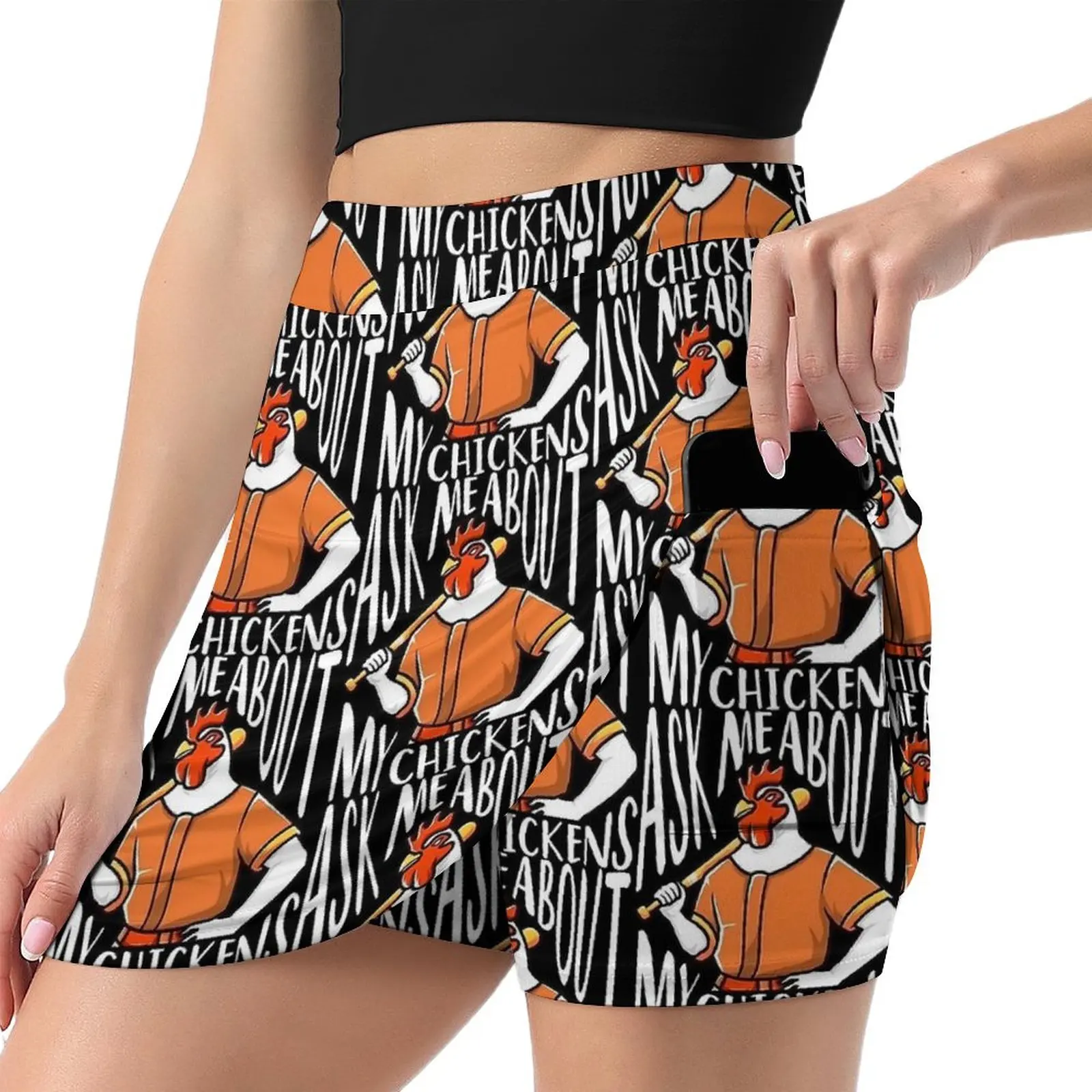 Ask Me About My Chickens Skirt  Vintage Mini Skirts Summer High Waist Printed Street Style Casual Skirt Big Size 3XL 4XL