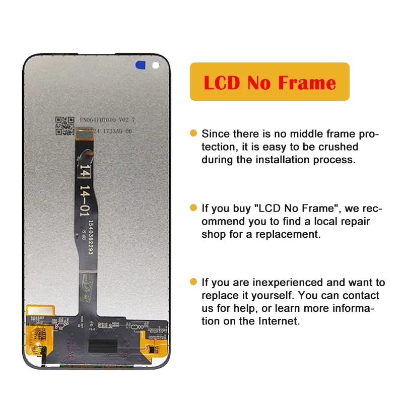 Original LCD Display for Huawei, Touch Screen Digitizer, Huawei P40 Lite, JNY-LX1, JNY-L21A, Nova 6 SE, 6.4\