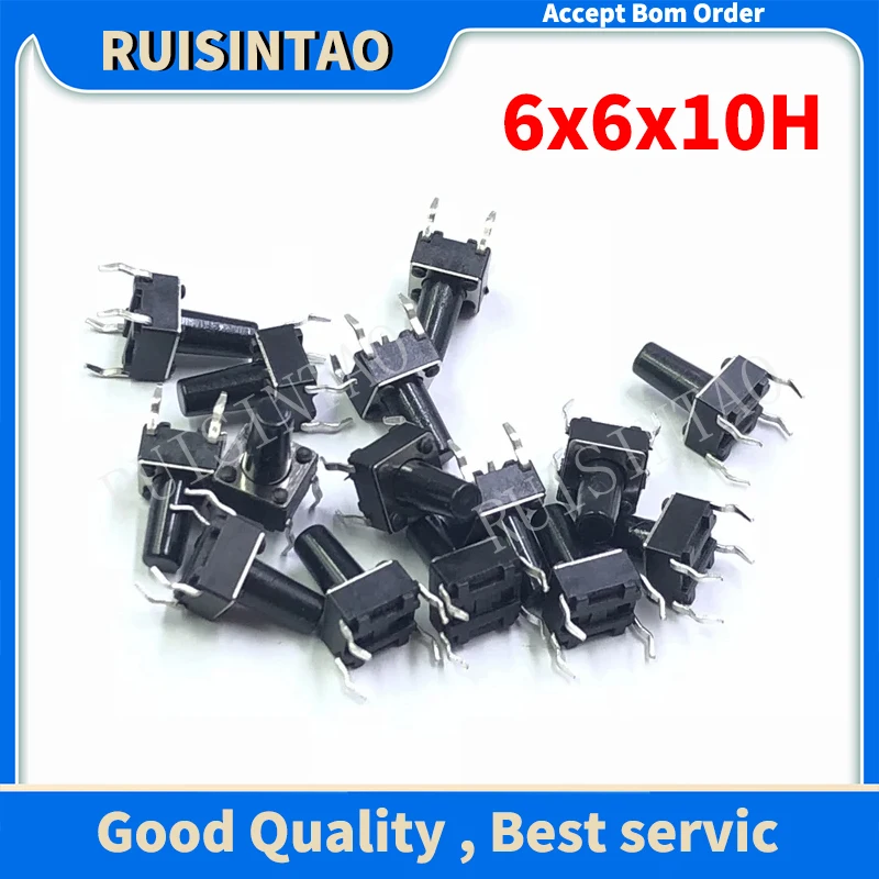 20/50/100PCS 6*6*10 Tact Switch Push Button DIP 4 Pin Tactile Push button 6X6X10 mm Micro Touch Reset Button Switch