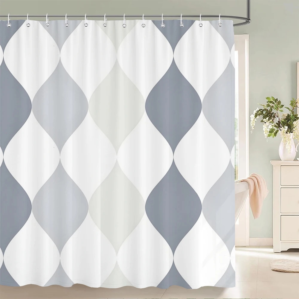 

Bathroom Shower Curtain Modern Minimalist Art Geometry Polyester Fabric Shower Curtain with Hooks Decoration Curtain