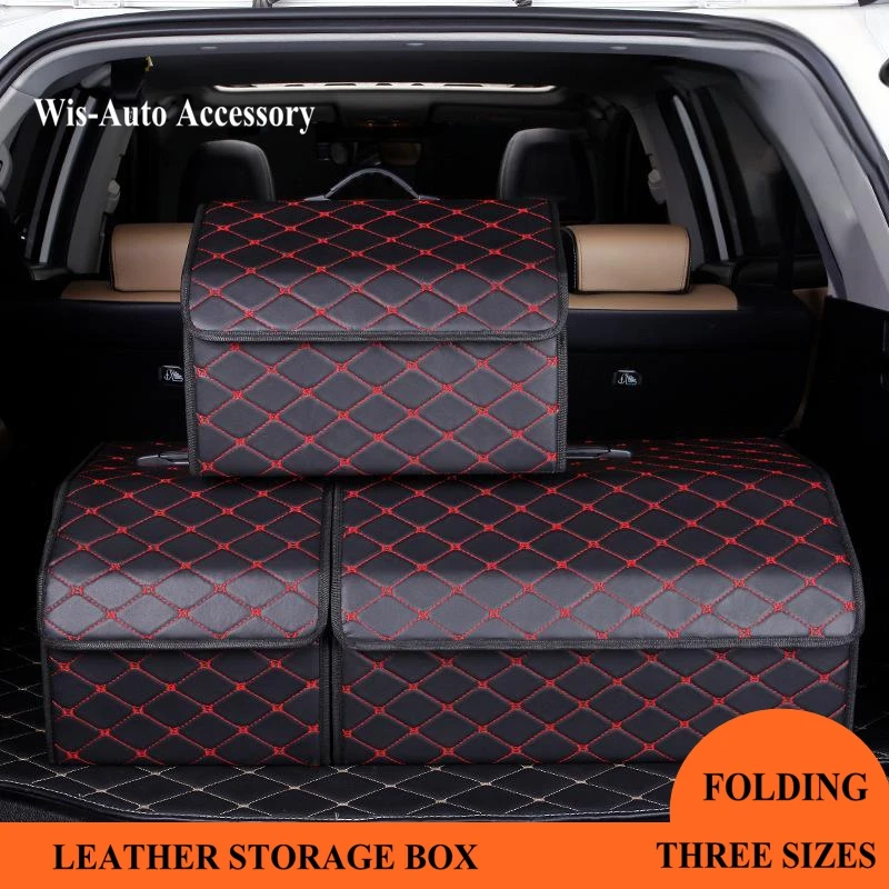 

Camping Box Leather Car Trunk Storage Box Multi-Functional Car Tools Box Car Trunk Organizer Foldable Storage Box for Vehicles
